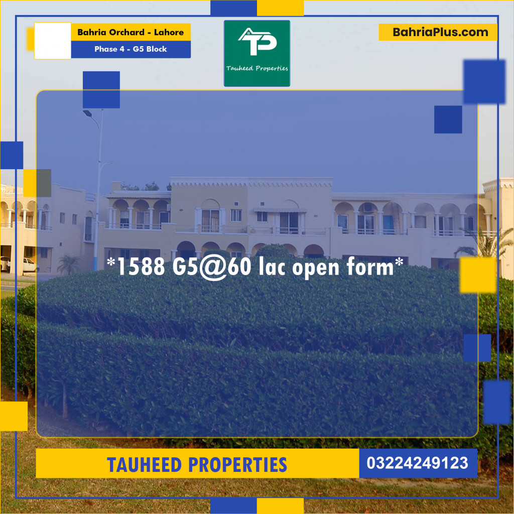10 Marla Residential Plot for Sale in Phase 4 - G5 Block -  Bahria Orchard, Lahore - (BP-317853)