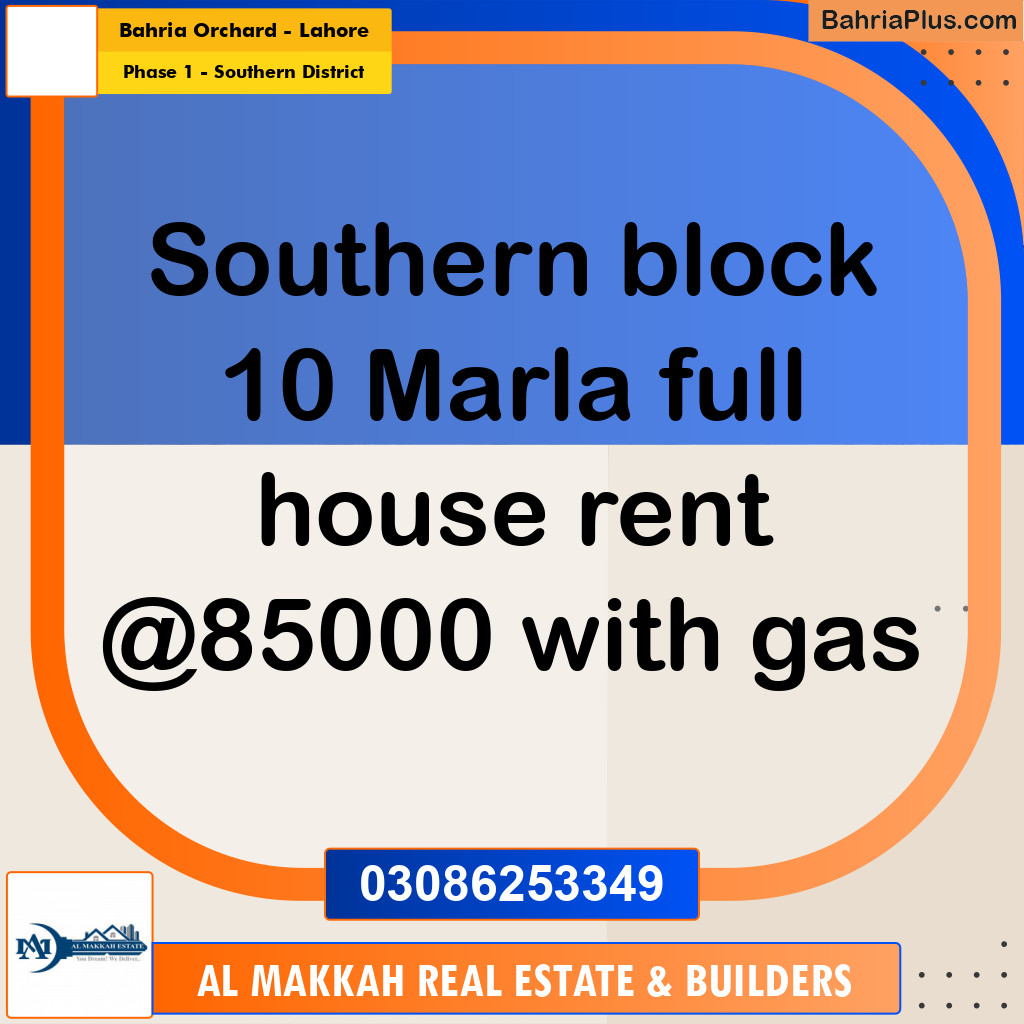 10 Marla Residential House for Rent in Phase 1 - Southern District -  Bahria Orchard, Lahore - (BP-317855)