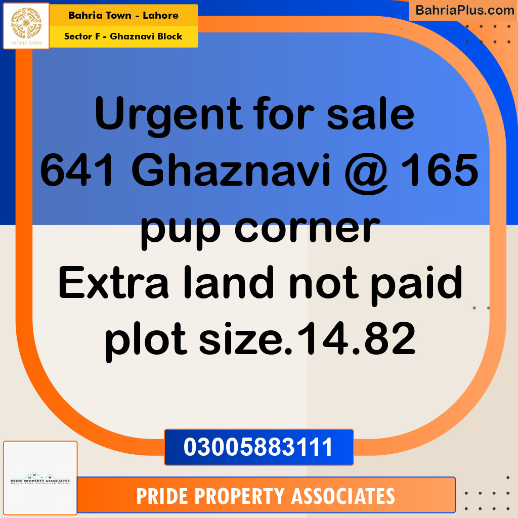 10 Marla Residential Plot for Sale in Sector F - Ghaznavi Block -  Bahria Town, Lahore - (BP-317890)