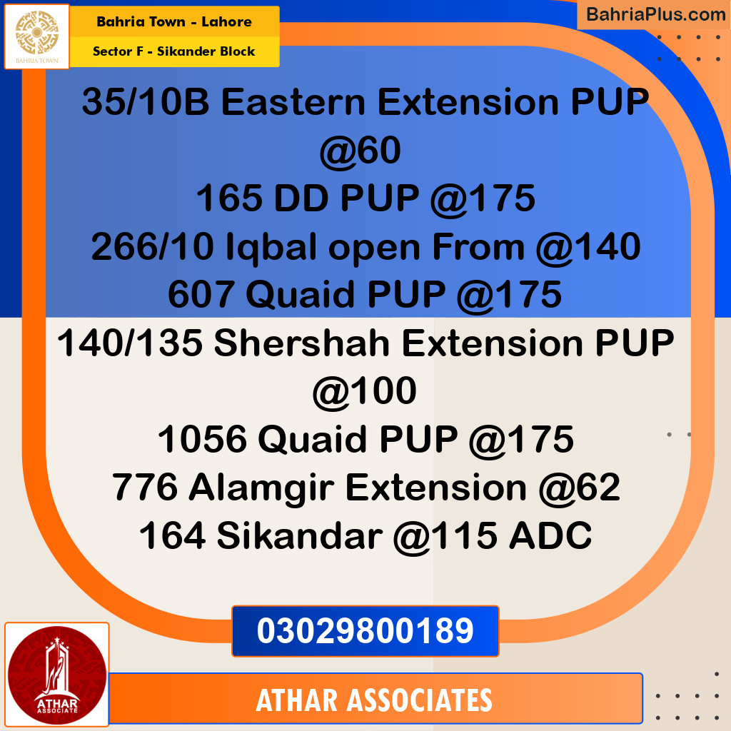 10 Marla Residential Plot for Sale in Sector F - Sikander Block -  Bahria Town, Lahore - (BP-317892)