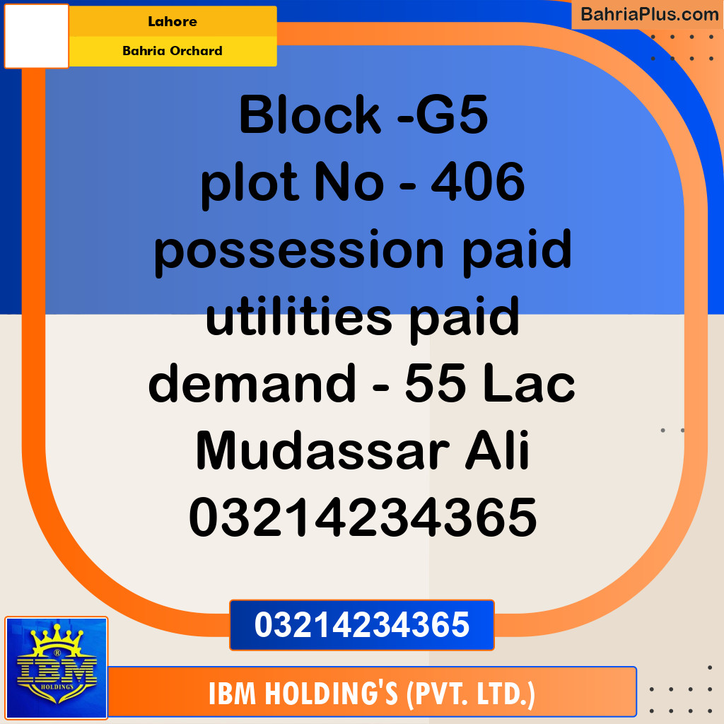 Residential Plot for Sale in Bahria Orchard, Lahore - (BP-317903)