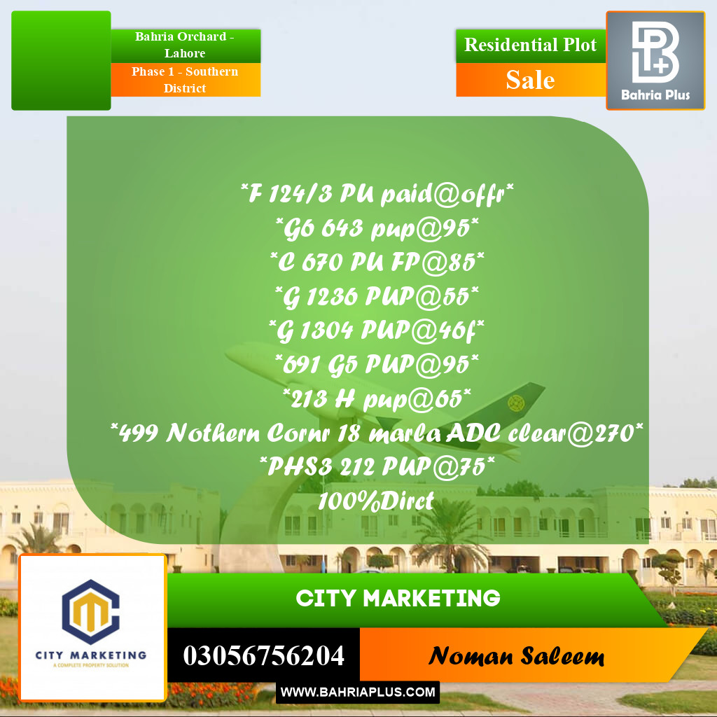 Residential Plot for Sale in Phase 1 - Southern District -  Bahria Orchard, Lahore - (BP-317981)