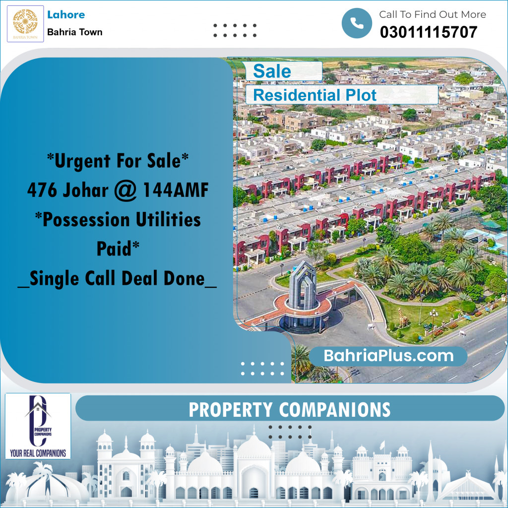 Residential Plot for Sale in Bahria Town, Lahore - (BP-318074)