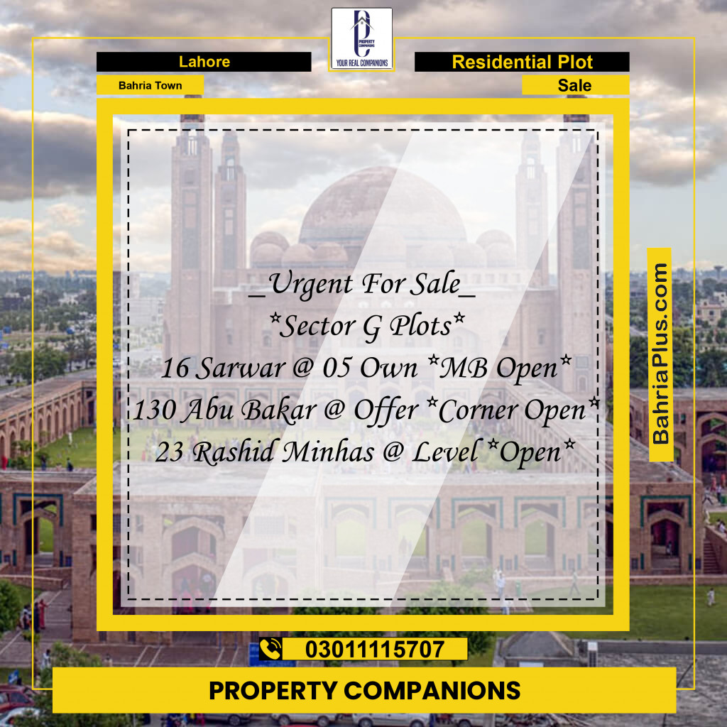 Residential Plot for Sale in Bahria Town, Lahore - (BP-318077)