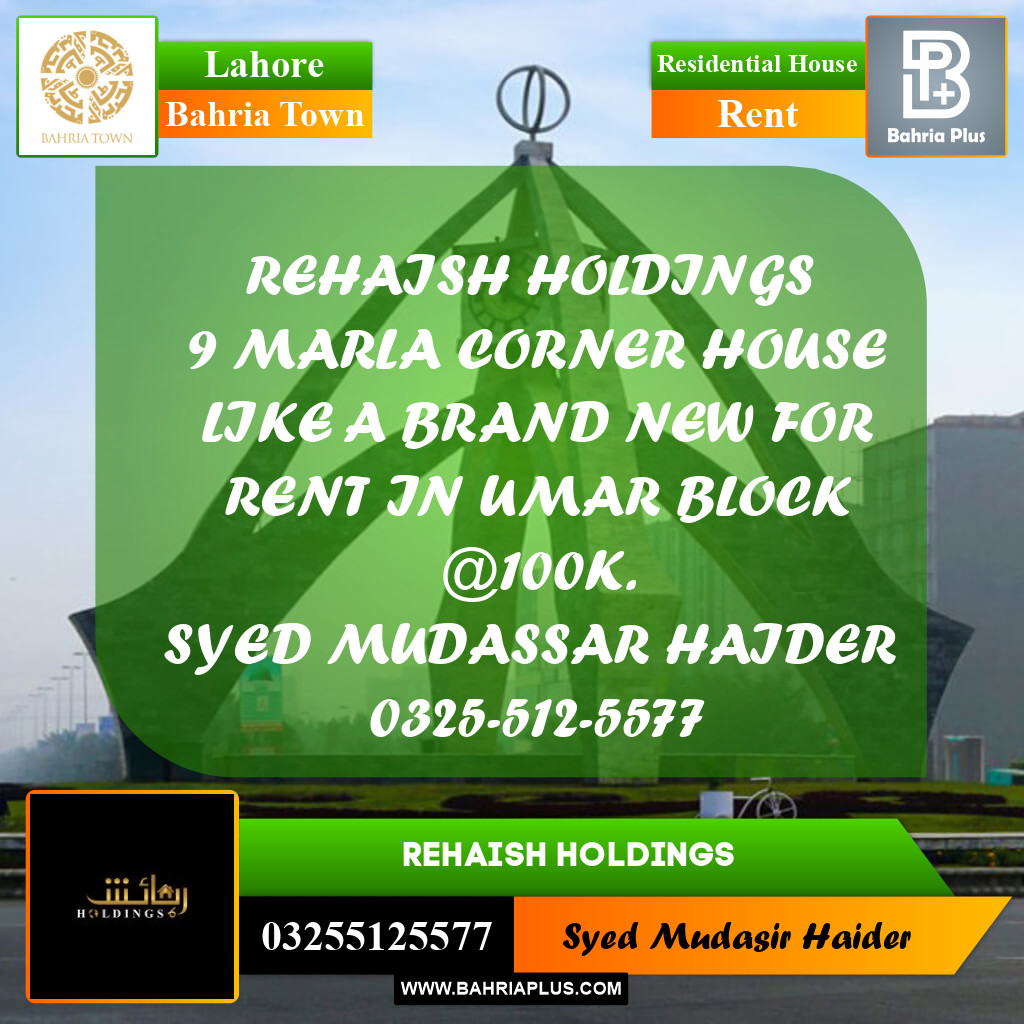 Residential House for Rent in Bahria Town, Lahore - (BP-318085)