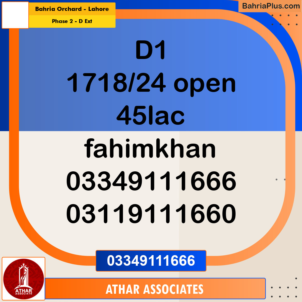 5 Marla Residential Plot for Sale in Phase 2 - D Ext -  Bahria Orchard, Lahore - (BP-318114)