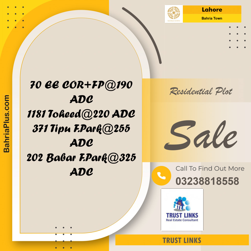 Residential Plot for Sale in Bahria Town, Lahore - (BP-318119)