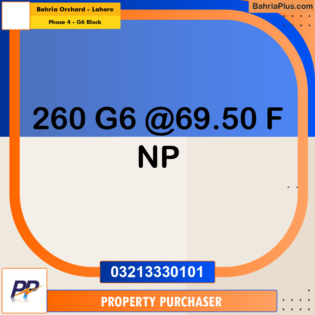 10 Marla Residential Plot for Sale in Phase 4 - G6 Block -  Bahria Orchard, Lahore - (BP-318125)