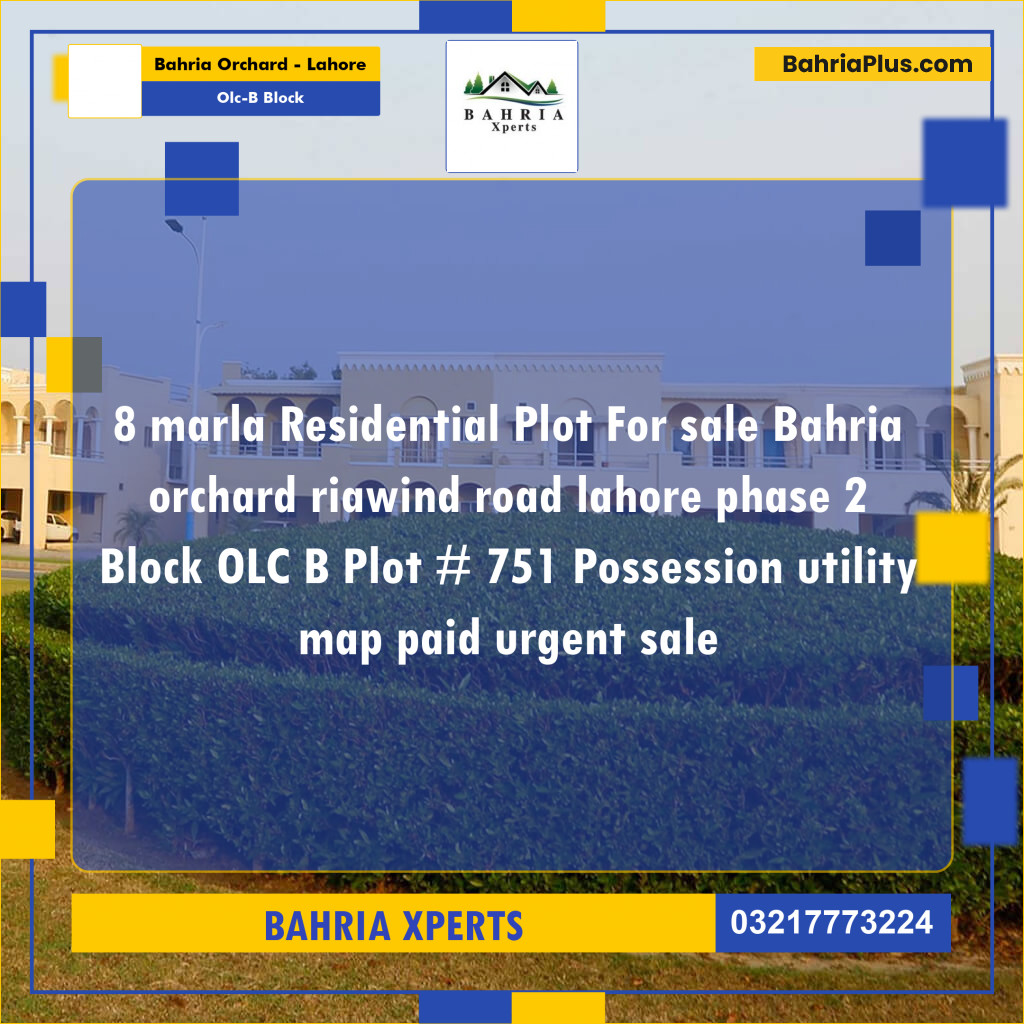 8 Marla Residential Plot for Sale in OLC-B Block -  Bahria Orchard, Lahore - (BP-318158)
