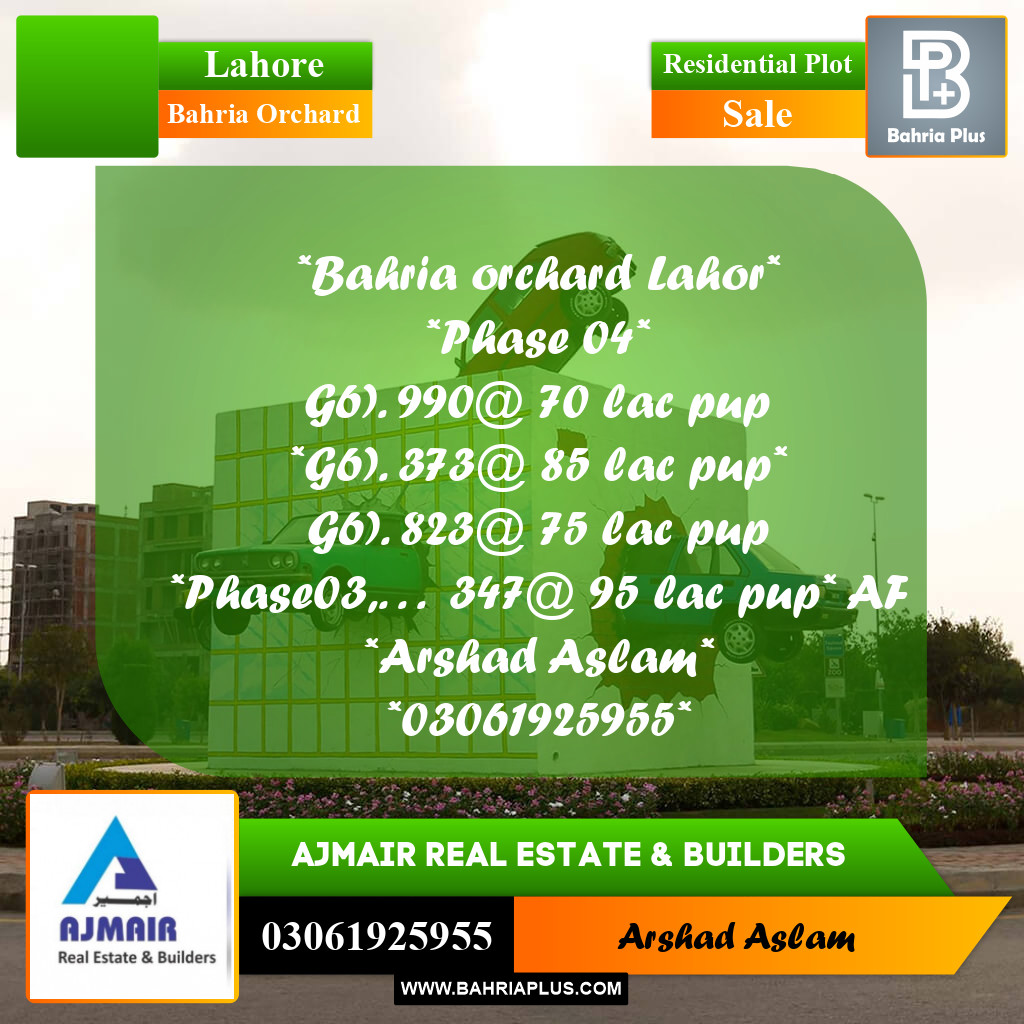 Residential Plot for Sale in Bahria Orchard, Lahore - (BP-318160)