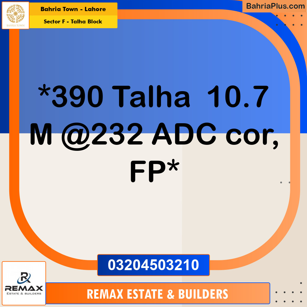 10 Marla Residential Plot for Sale in Sector F - Talha Block -  Bahria Town, Lahore - (BP-318163)