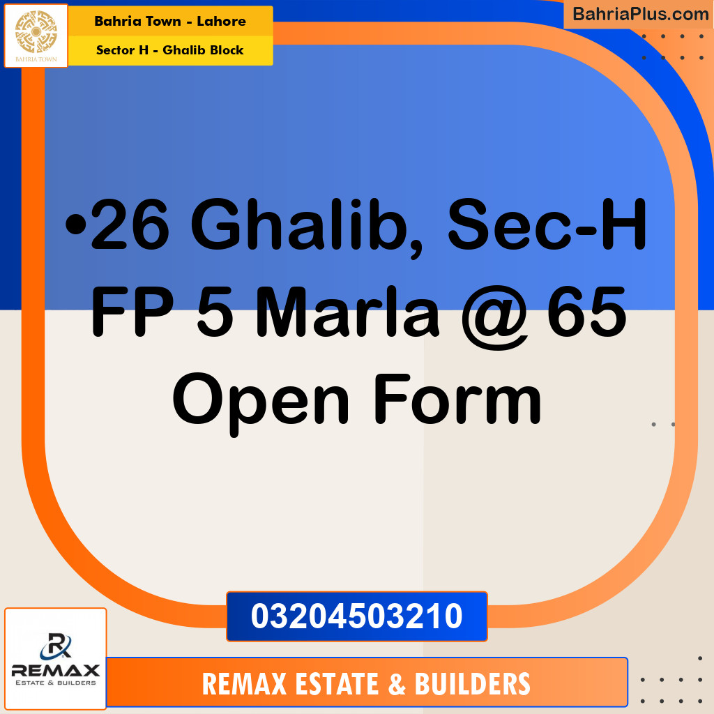 5 Marla Residential Plot for Sale in Sector H - Ghalib Block -  Bahria Town, Lahore - (BP-318165)