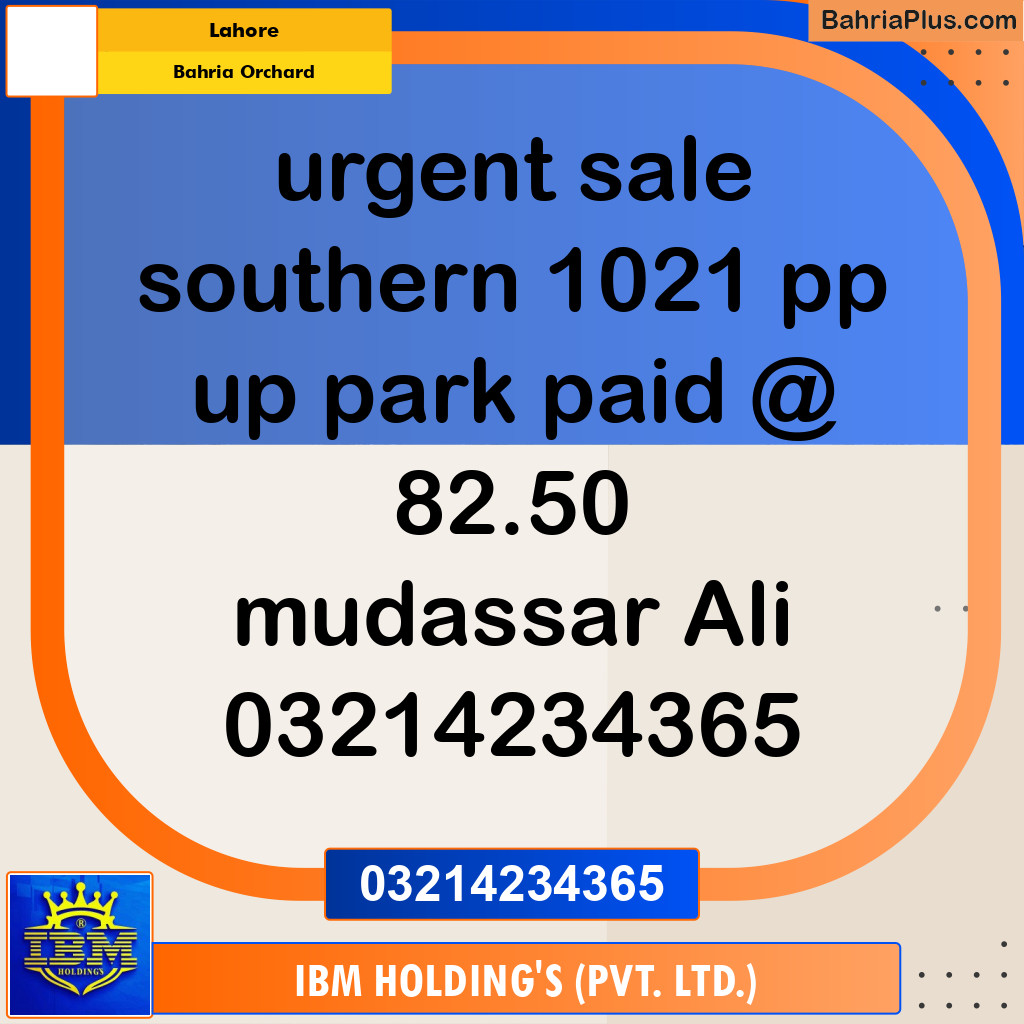 Residential Plot for Sale in Bahria Orchard, Lahore - (BP-318174)