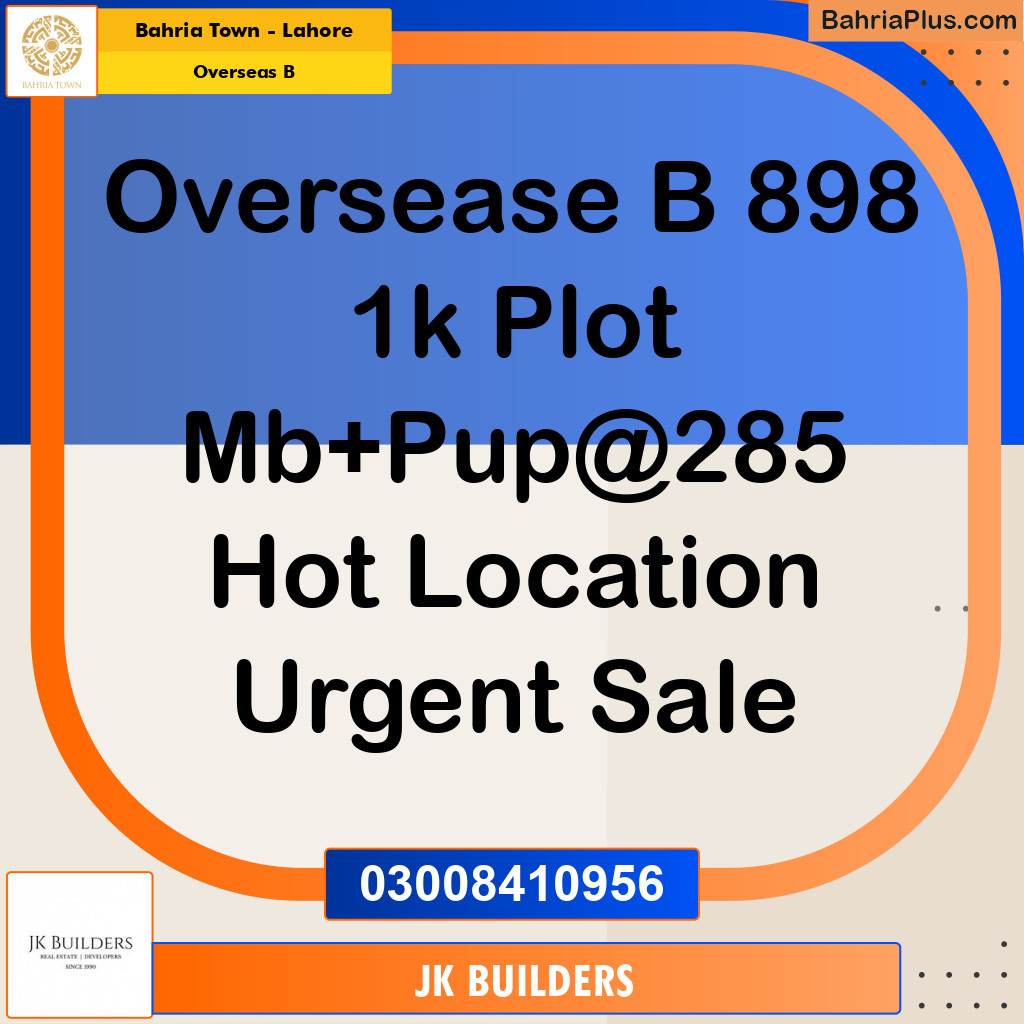 1 Kanal Residential Plot for Sale in Overseas B -  Bahria Town, Lahore - (BP-318230)