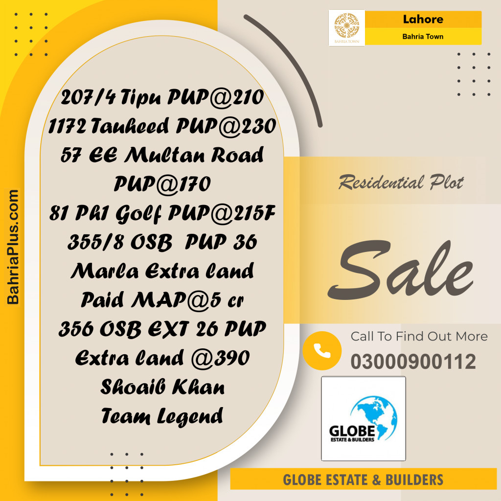 1 Kanal Residential Plot for Sale in Bahria Town, Lahore - (BP-318290)