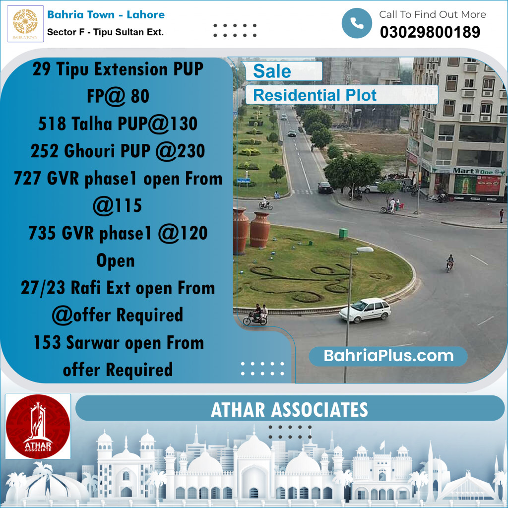 5 Marla Residential Plot for Sale in Sector F - Tipu Sultan Ext. -  Bahria Town, Lahore - (BP-318321)