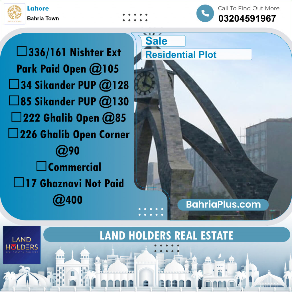 Residential Plot for Sale in Bahria Town, Lahore - (BP-318334)