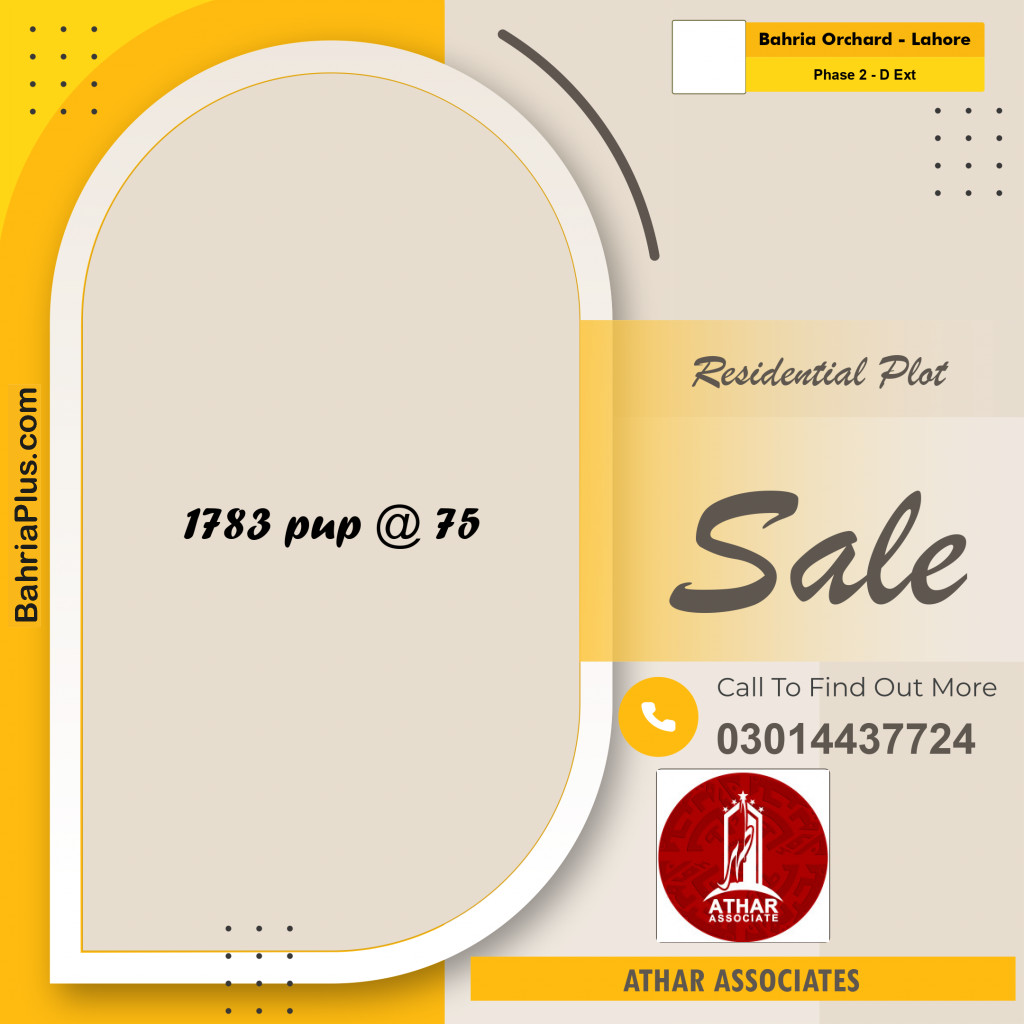 8 Marla Residential Plot for Sale in Phase 2 - D Ext -  Bahria Orchard, Lahore - (BP-318357)