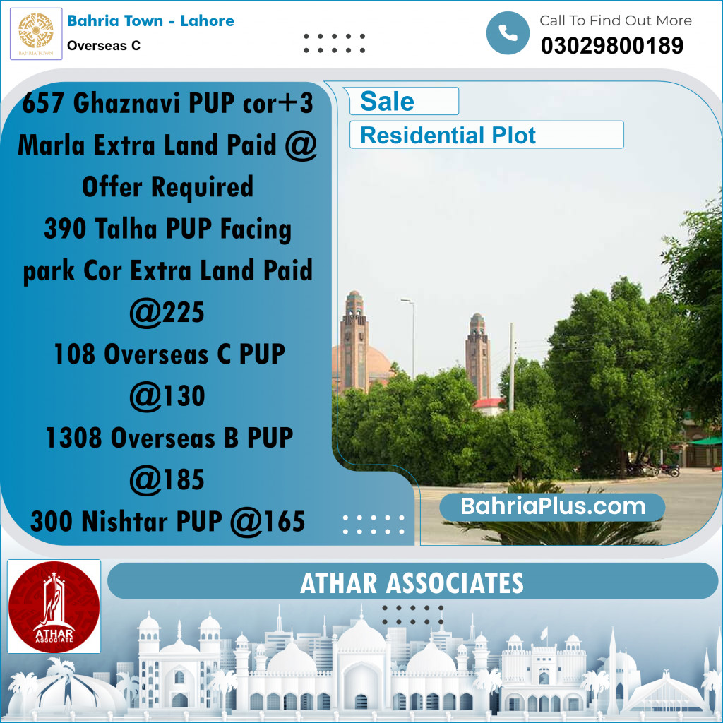 10 Marla Residential Plot for Sale in Overseas C -  Bahria Town, Lahore - (BP-318370)