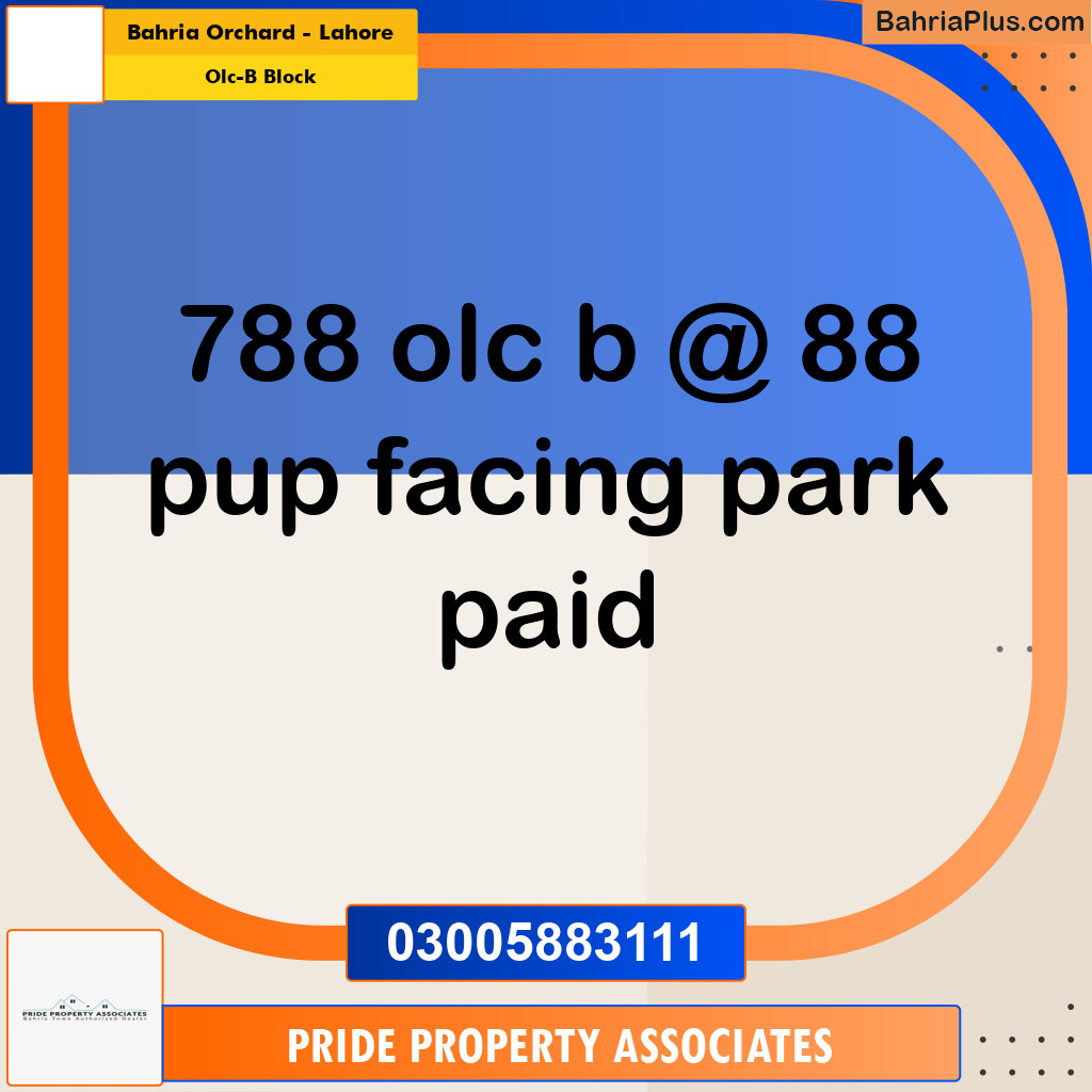 8 Marla Residential Plot for Sale in OLC-B Block -  Bahria Orchard, Lahore - (BP-318408)