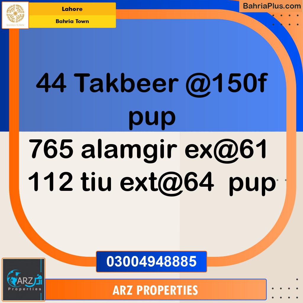 Residential Plot for Sale in Bahria Town, Lahore - (BP-318460)