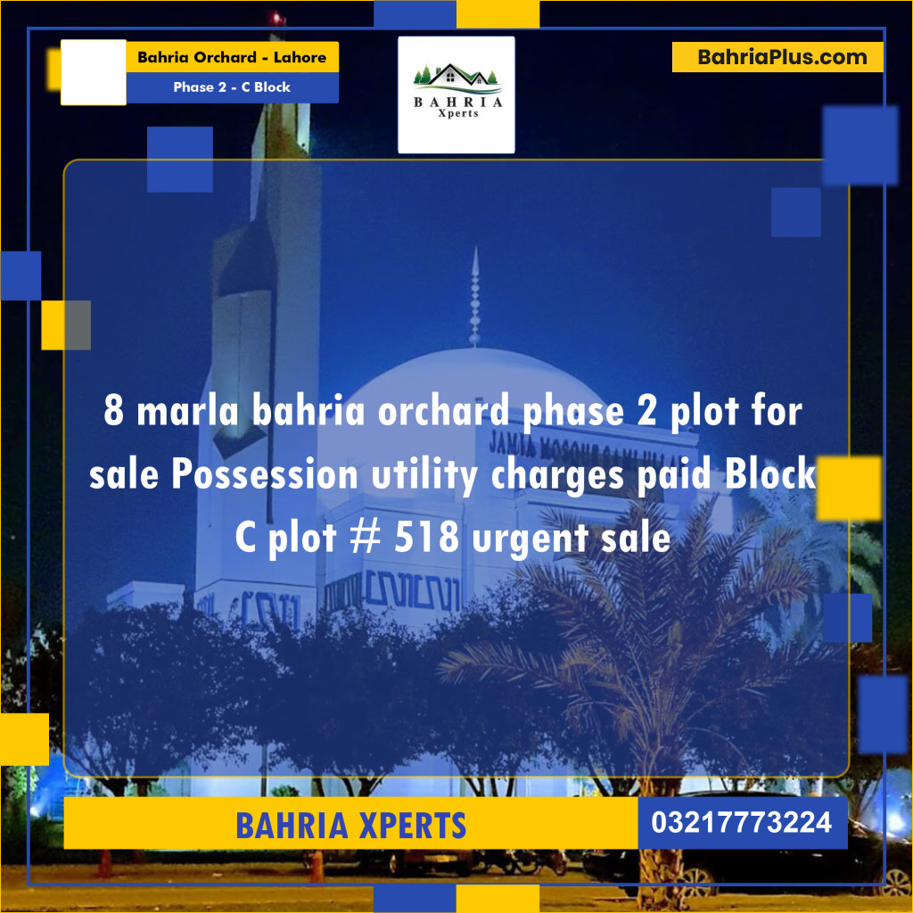 8 Marla Residential Plot for Sale in Phase 2 - C Block -  Bahria Orchard, Lahore - (BP-318466)