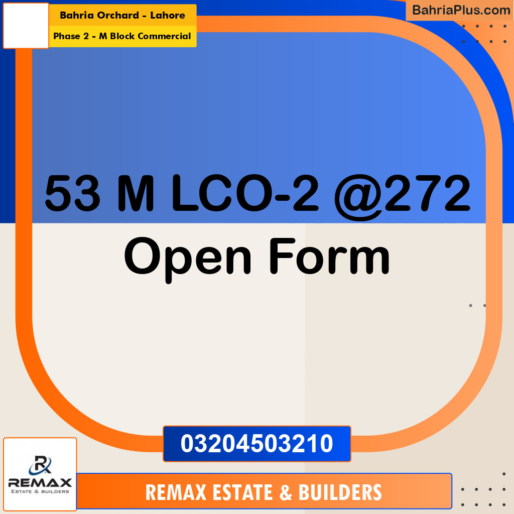 5 Marla Residential Plot for Sale in Phase 2 - M Block Commercial -  Bahria Orchard, Lahore - (BP-318527)