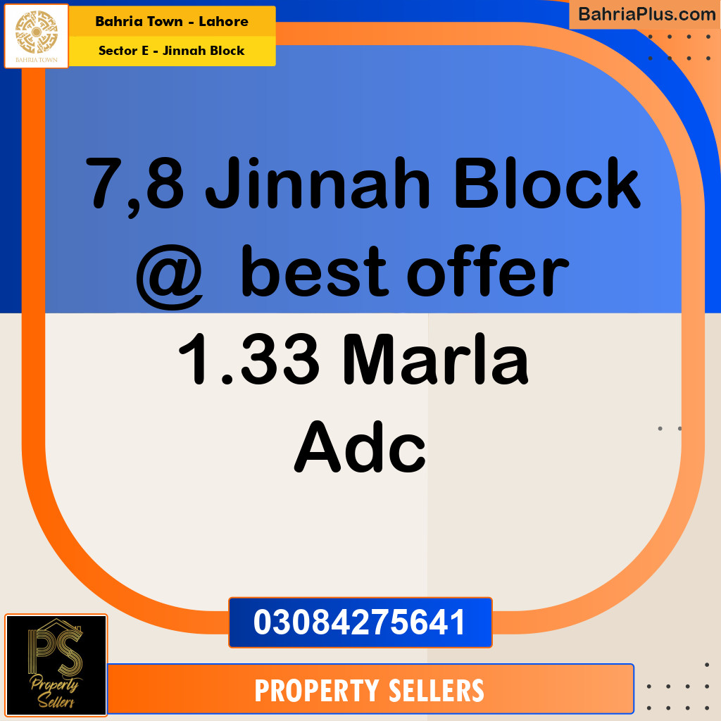 1.33 Marla Commercial Plot for Sale in Sector E - Jinnah Block -  Bahria Town, Lahore - (BP-318541)