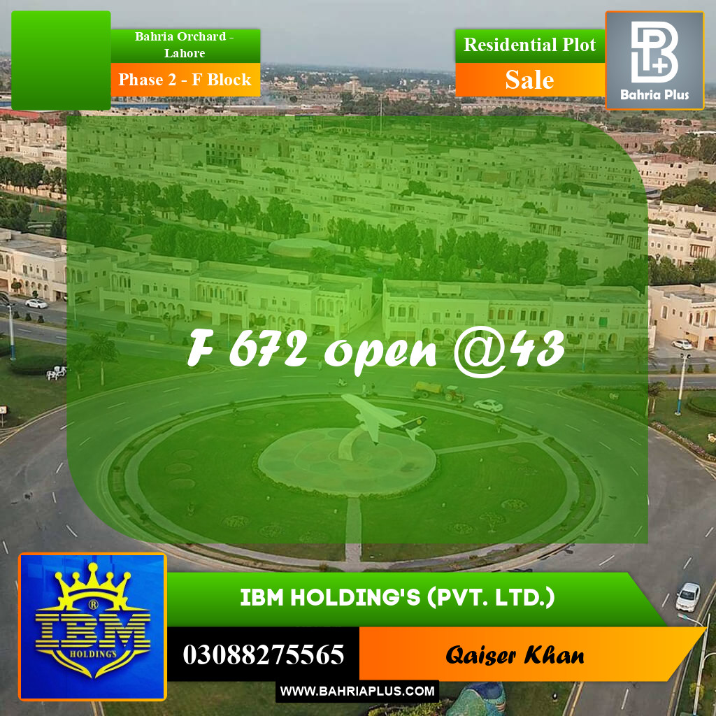 5 Marla Residential Plot for Sale in Phase 2 - F Block -  Bahria Orchard, Lahore - (BP-318576)