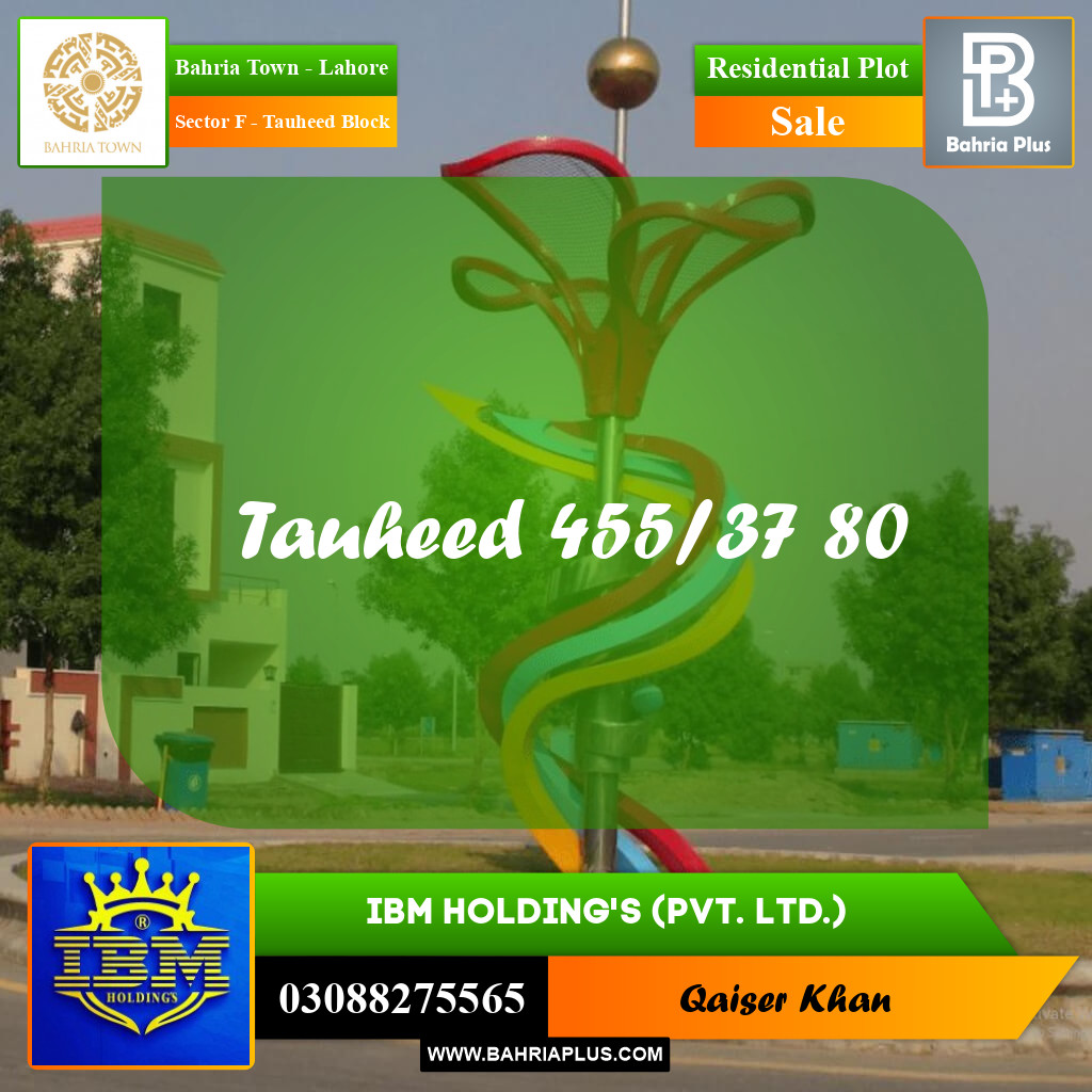 5 Marla Residential Plot for Sale in Sector F - Tauheed Block -  Bahria Town, Lahore - (BP-318577)