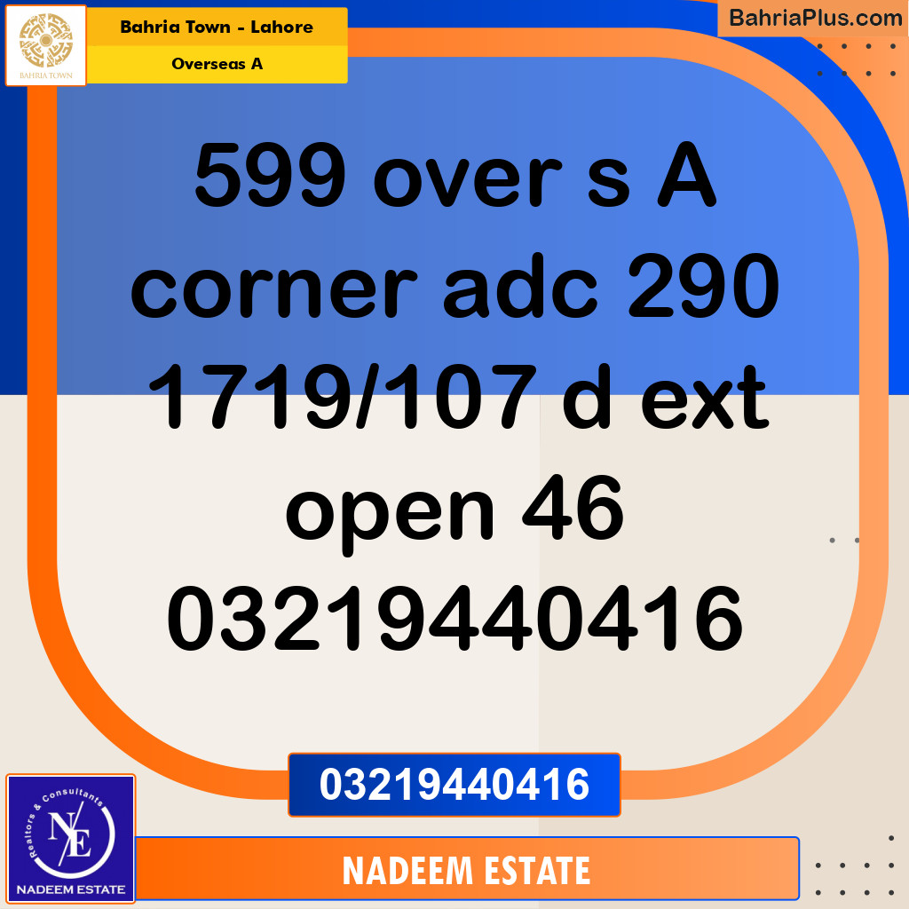 Residential Plot for Sale in Overseas A -  Bahria Town, Lahore - (BP-318585)