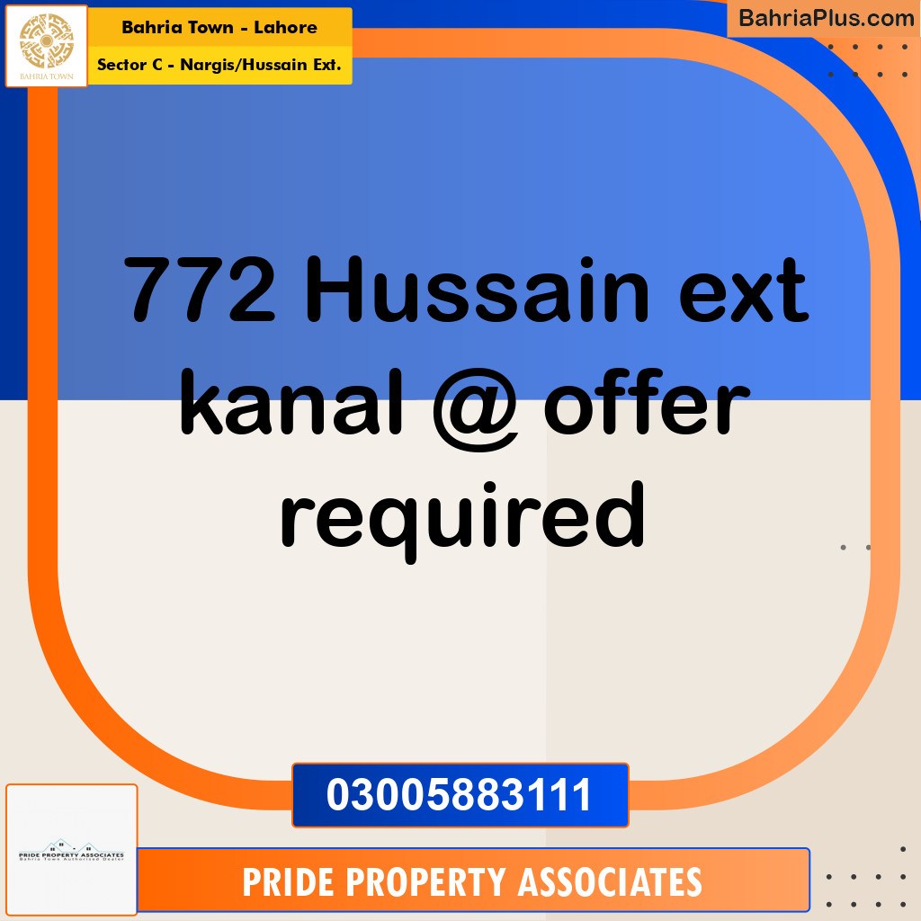 20 Marla Residential Plot for Sale in Sector C - Nargis/Hussain Ext. -  Bahria Town, Lahore - (BP-318597)