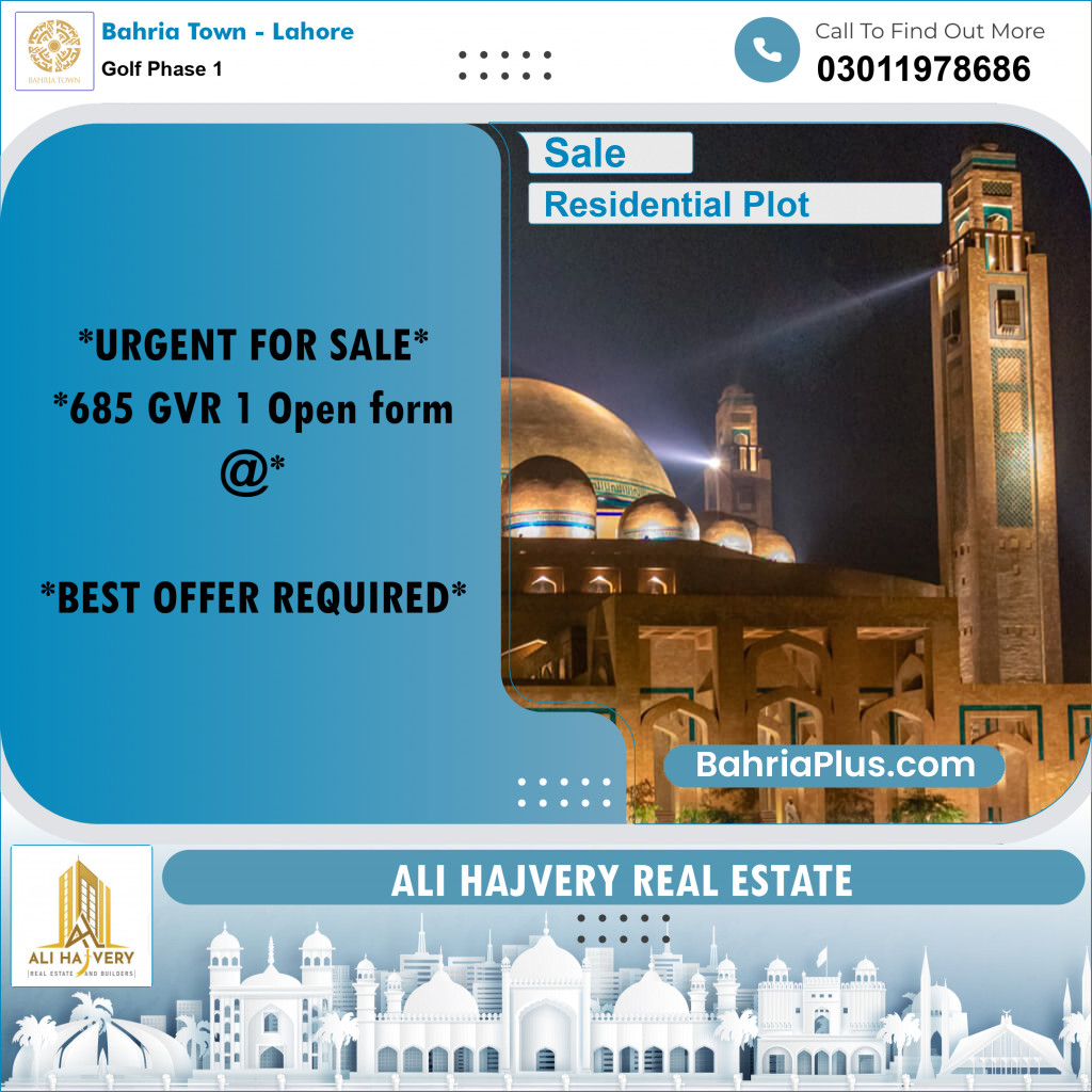 5 Marla Residential Plot for Sale in Golf Phase 1 -  Bahria Town, Lahore - (BP-318632)