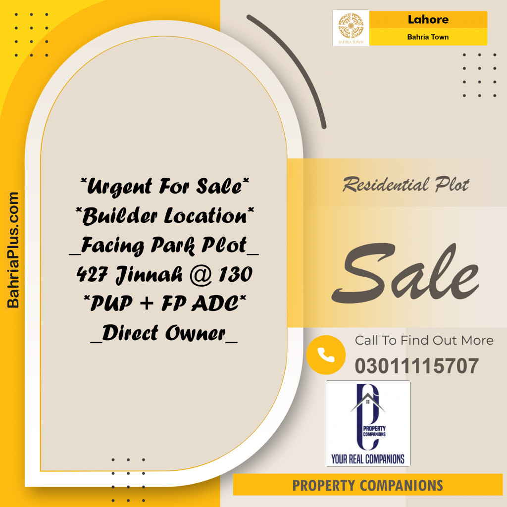 Residential Plot for Sale in Bahria Town, Lahore - (BP-318640)