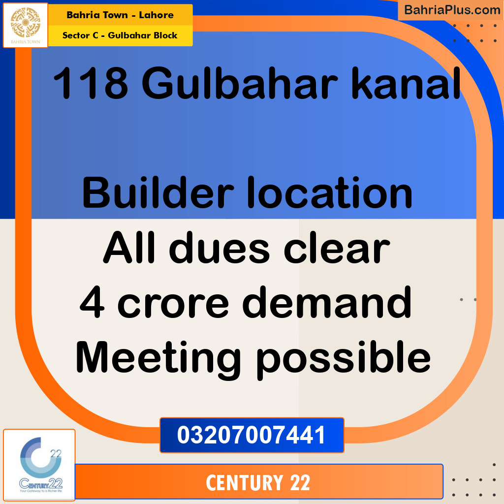 1 Kanal Residential Plot for Sale in Sector C - Gulbahar Block -  Bahria Town, Lahore - (BP-318769)