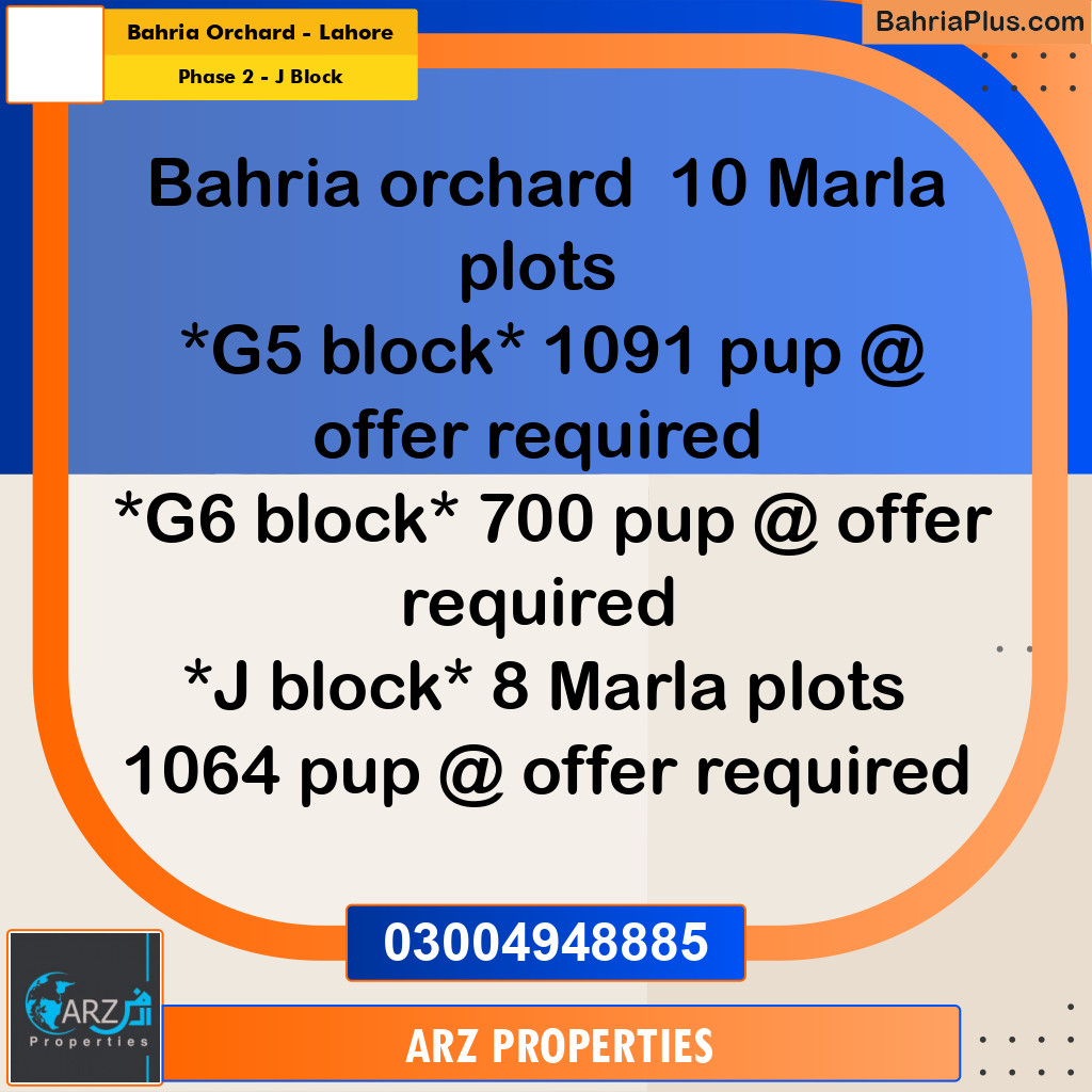 Residential Plot for Sale in Phase 2 - J Block -  Bahria Orchard, Lahore - (BP-318800)