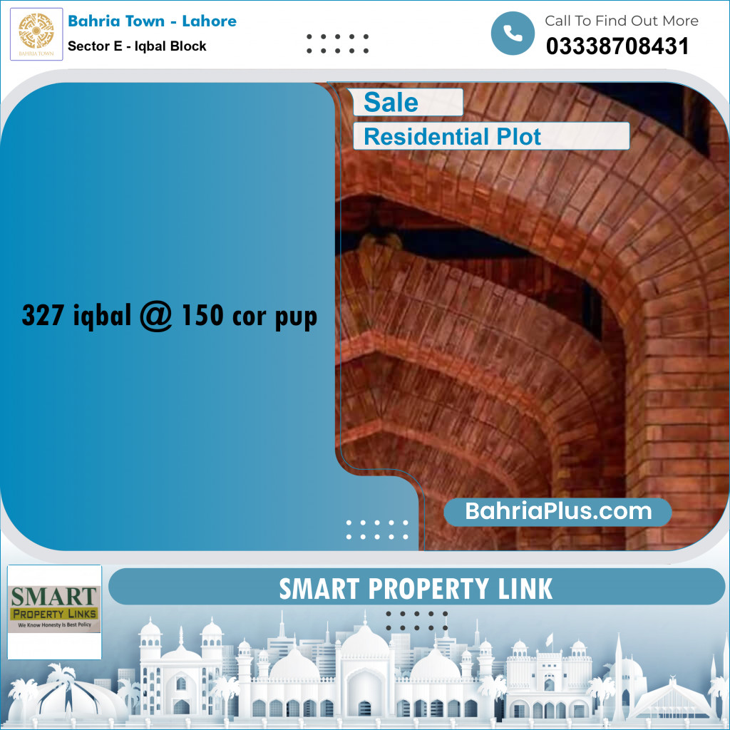 10 Marla Residential Plot for Sale in Sector E - Iqbal Block -  Bahria Town, Lahore - (BP-318812)