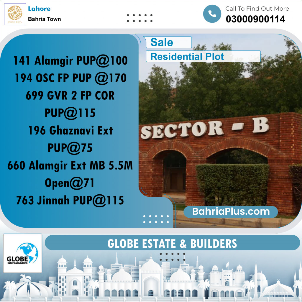 Residential Plot for Sale in Bahria Town, Lahore - (BP-318859)