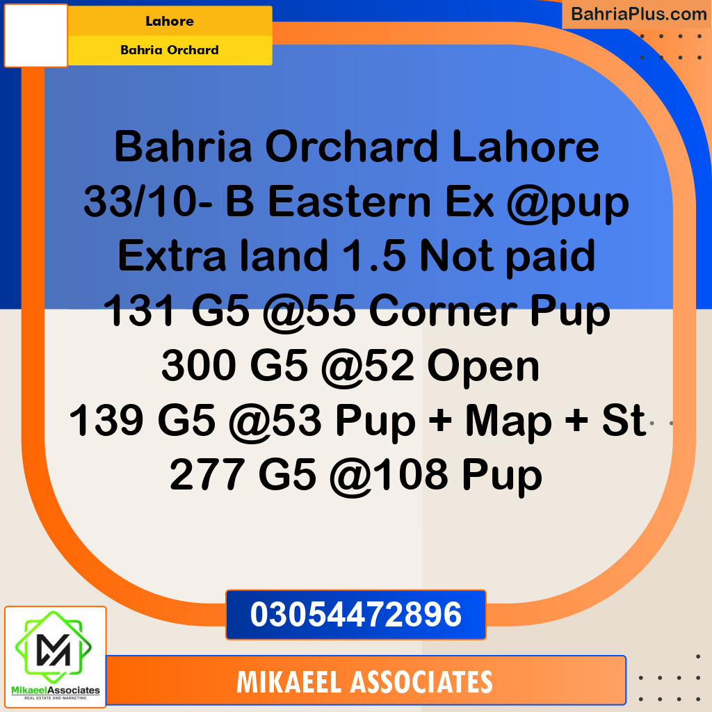 Residential Plot for Sale in Bahria Orchard, Lahore - (BP-318873)