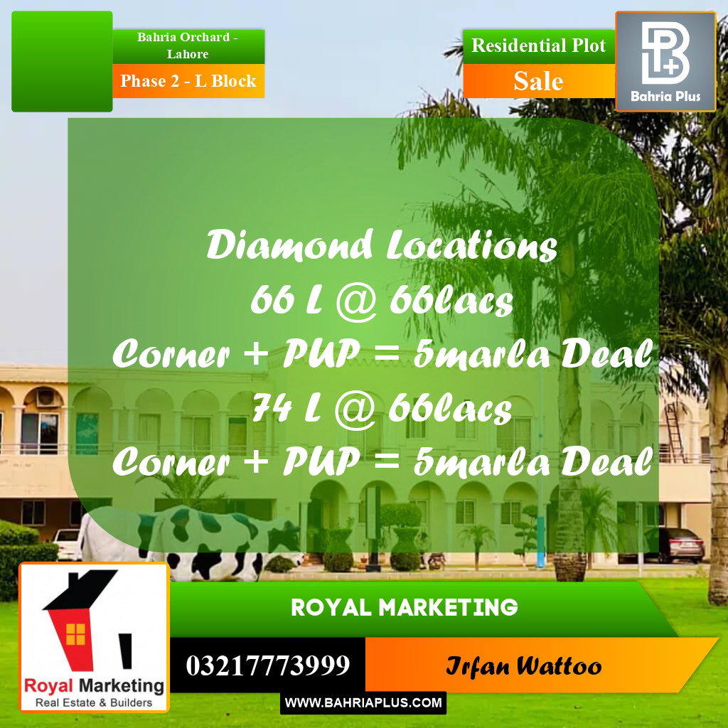 5 Marla Residential Plot for Sale in Phase 2 - L Block -  Bahria Orchard, Lahore - (BP-318887)