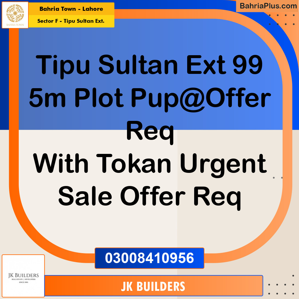 5 Marla Residential Plot for Sale in Sector F - Tipu Sultan Ext. -  Bahria Town, Lahore - (BP-318966)
