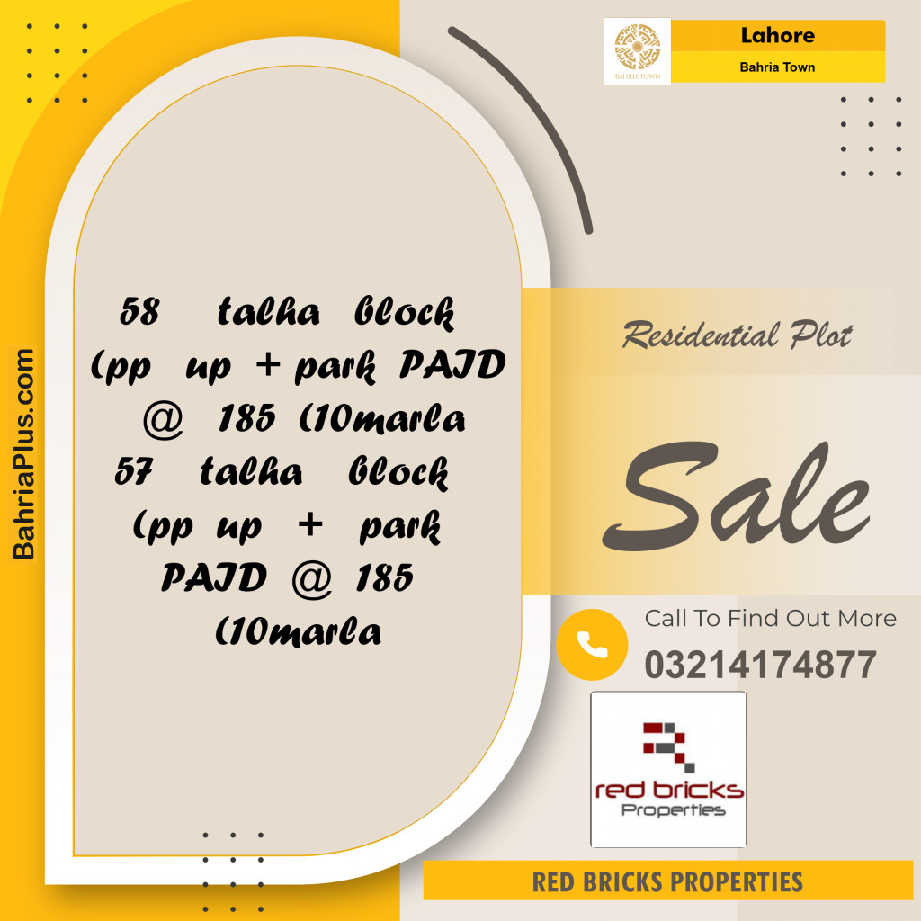 Residential Plot for Sale in Bahria Town, Lahore - (BP-318973)