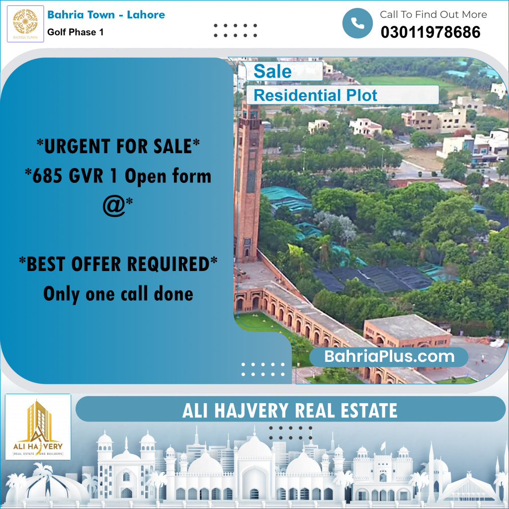 5 Marla Residential Plot for Sale in Golf Phase 1 -  Bahria Town, Lahore - (BP-318979)
