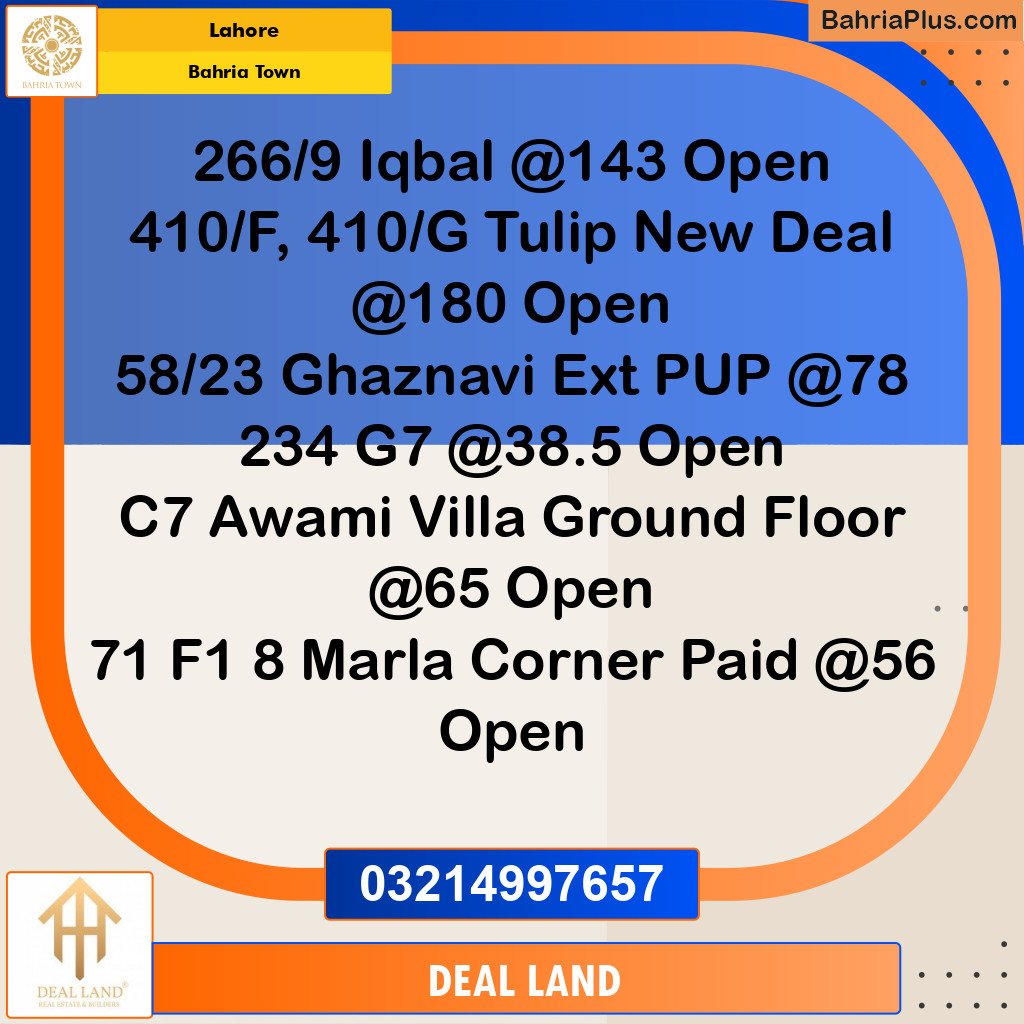 Residential Plot for Sale in Bahria Town, Lahore - (BP-319057)