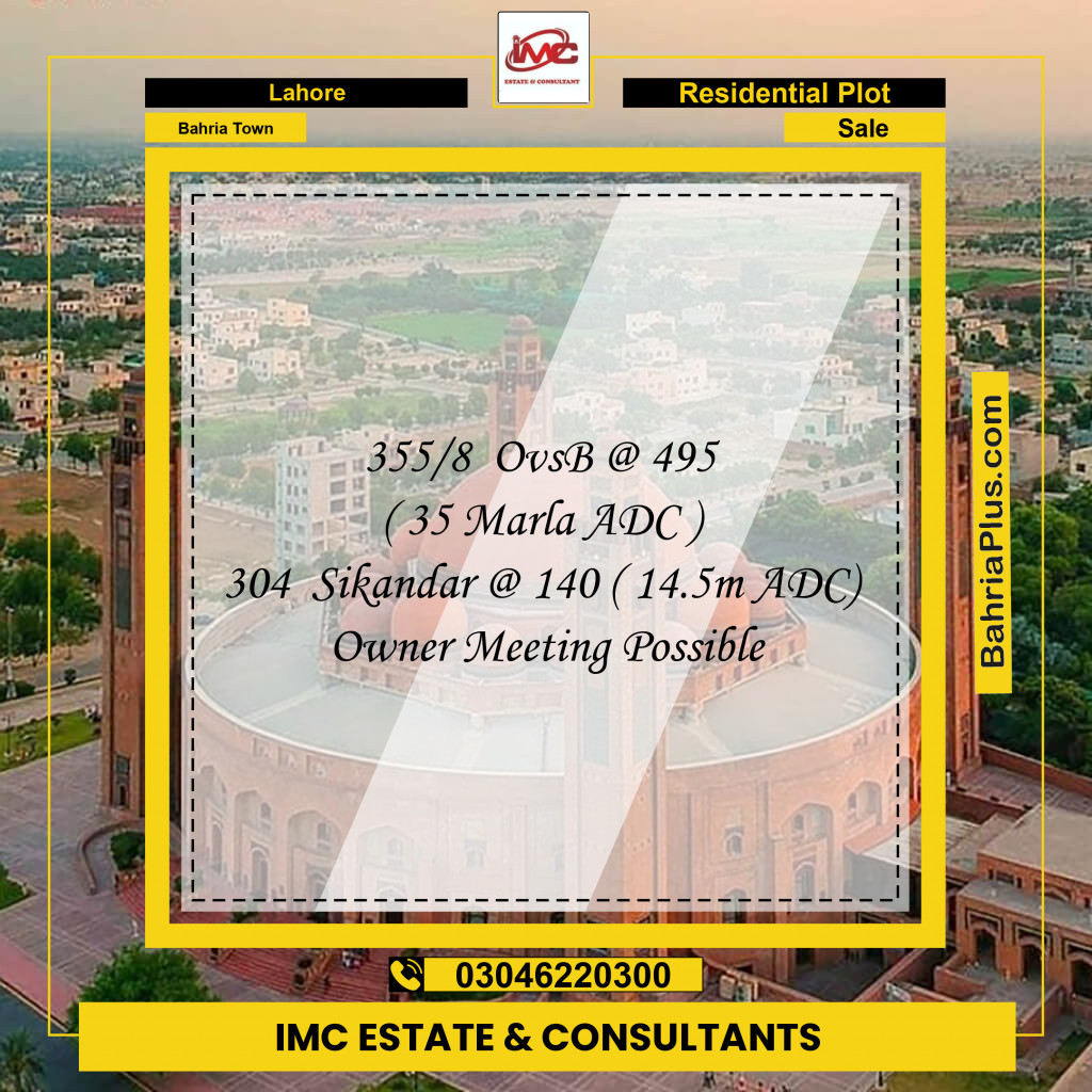 Residential Plot for Sale in Bahria Town, Lahore - (BP-319063)