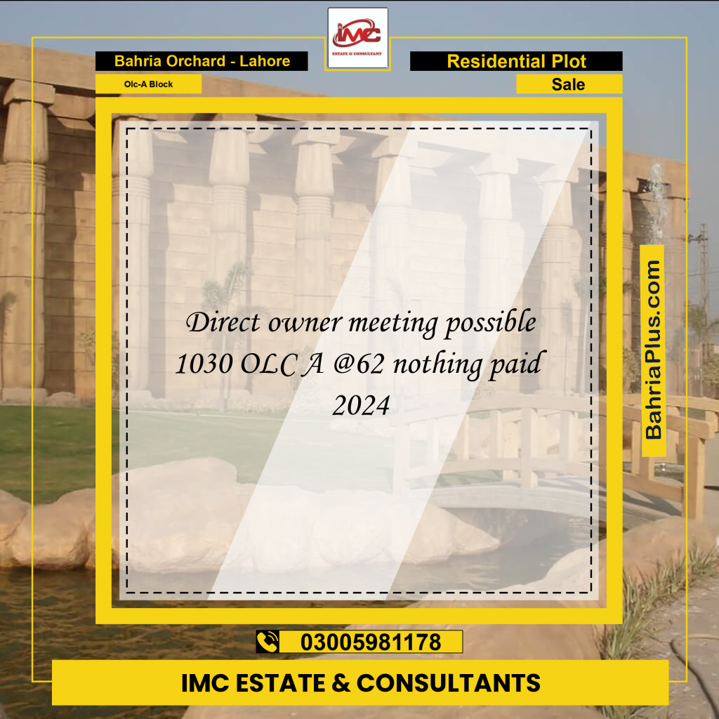 5 Marla Residential Plot for Sale in OLC-A Block -  Bahria Orchard, Lahore - (BP-319117)