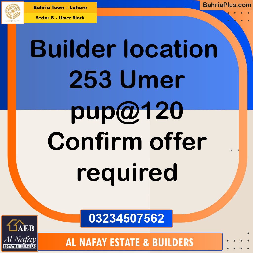 5 Marla Residential Plot for Sale in Sector B - Umer Block -  Bahria Town, Lahore - (BP-319147)