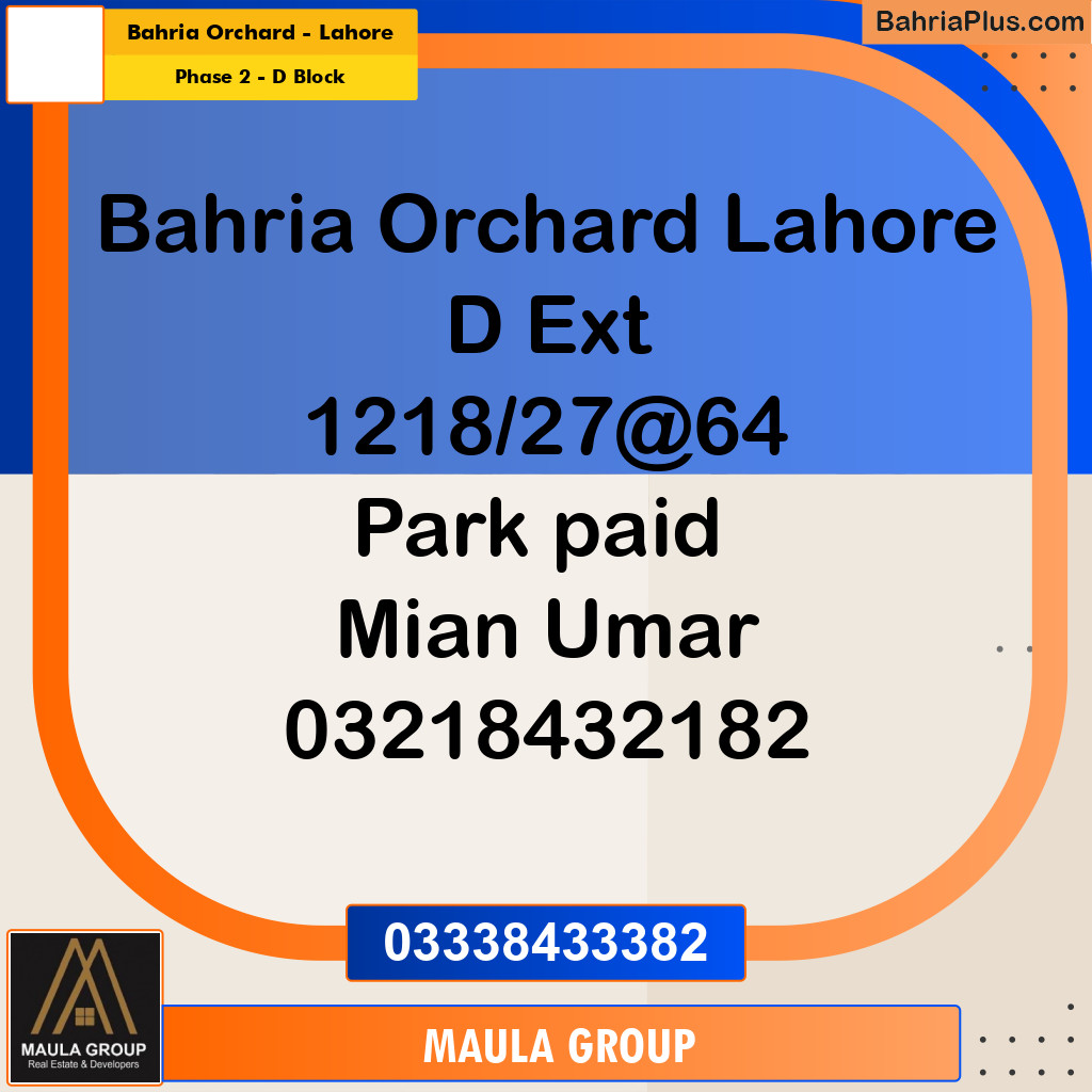 8 Marla Residential Plot for Sale in Phase 2 - D Block -  Bahria Orchard, Lahore - (BP-319149)