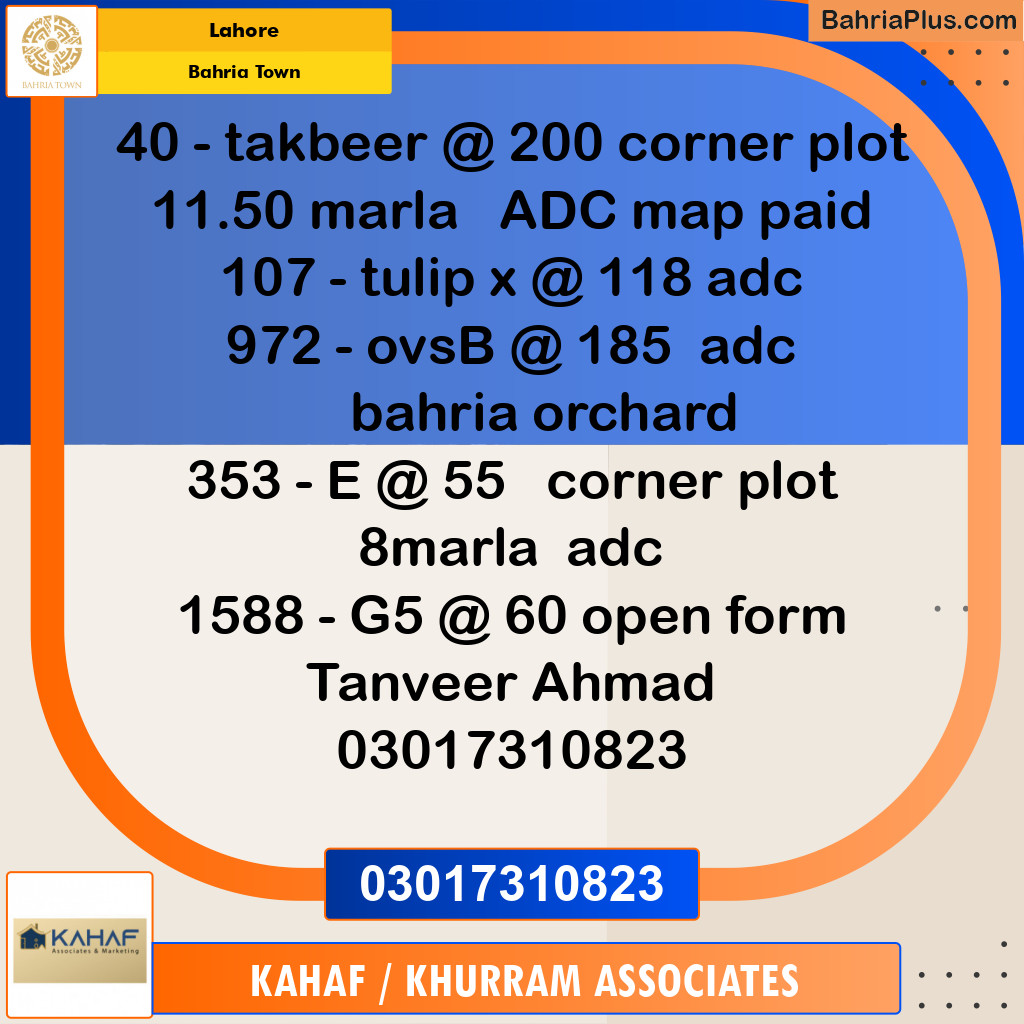 Residential Plot for Sale in Bahria Town, Lahore - (BP-319159)