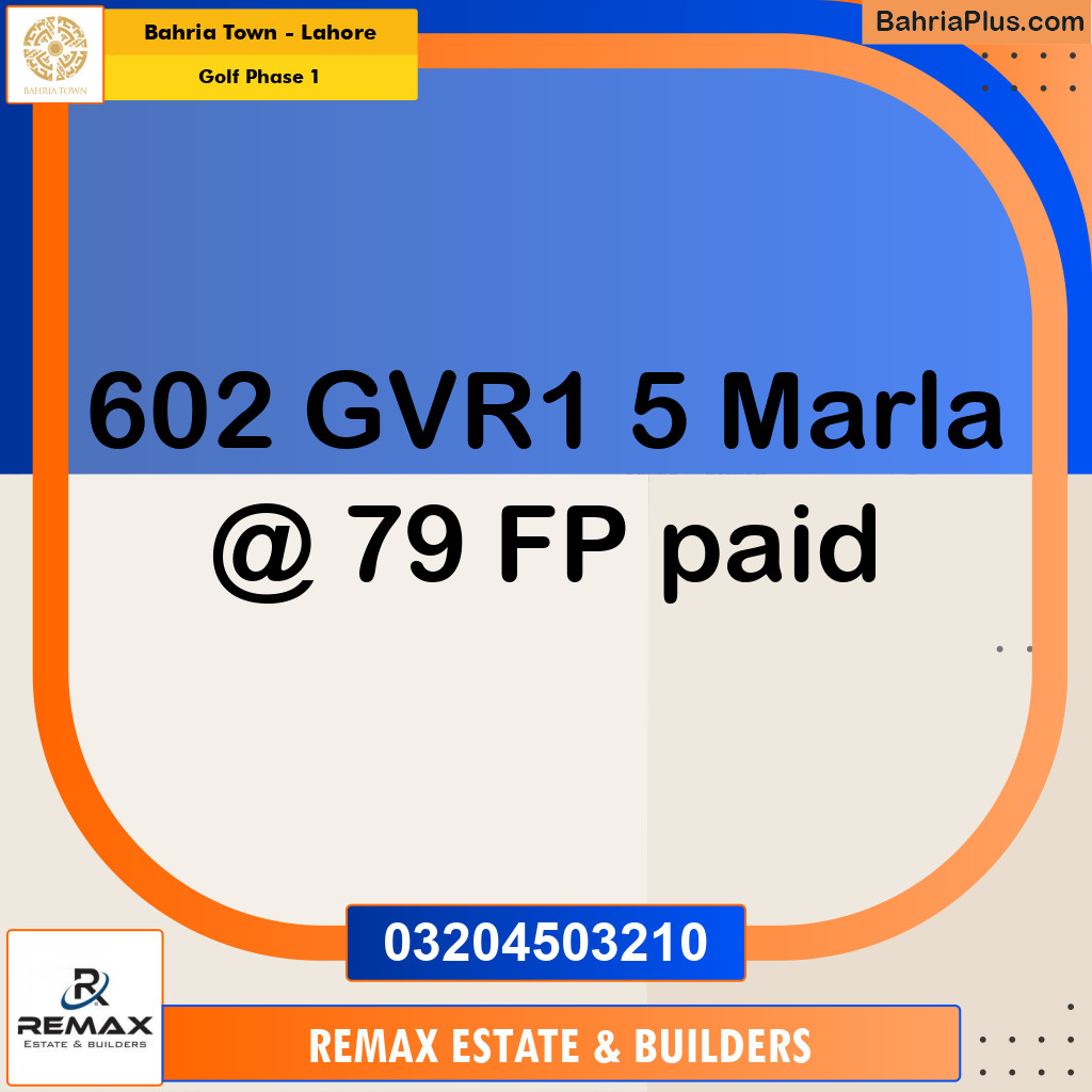5 Marla Residential Plot for Sale in Golf Phase 1 -  Bahria Town, Lahore - (BP-319192)